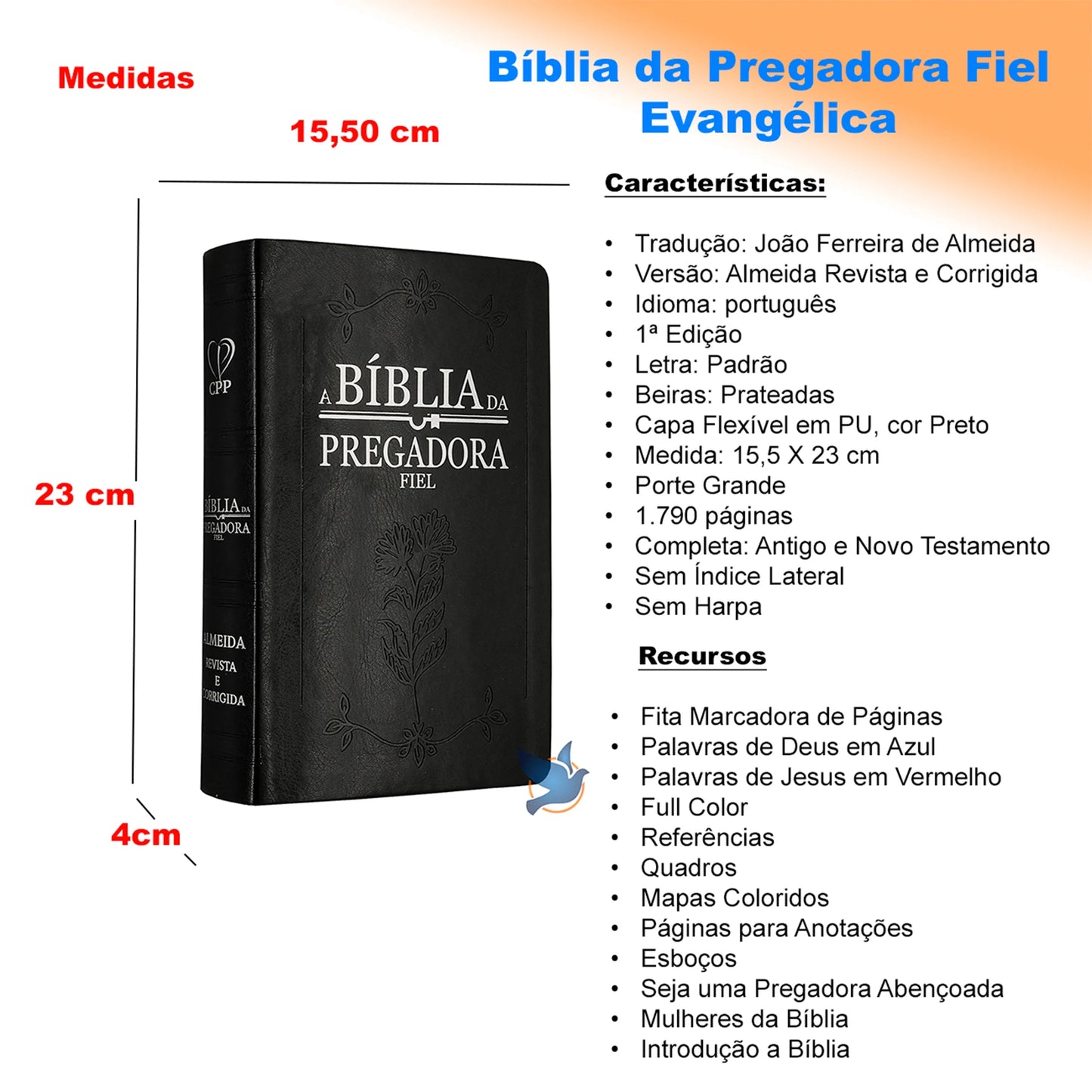 đź“– BĂblia da Pregadora Fiel ARC – Capa Preta com Páginas Coloridas