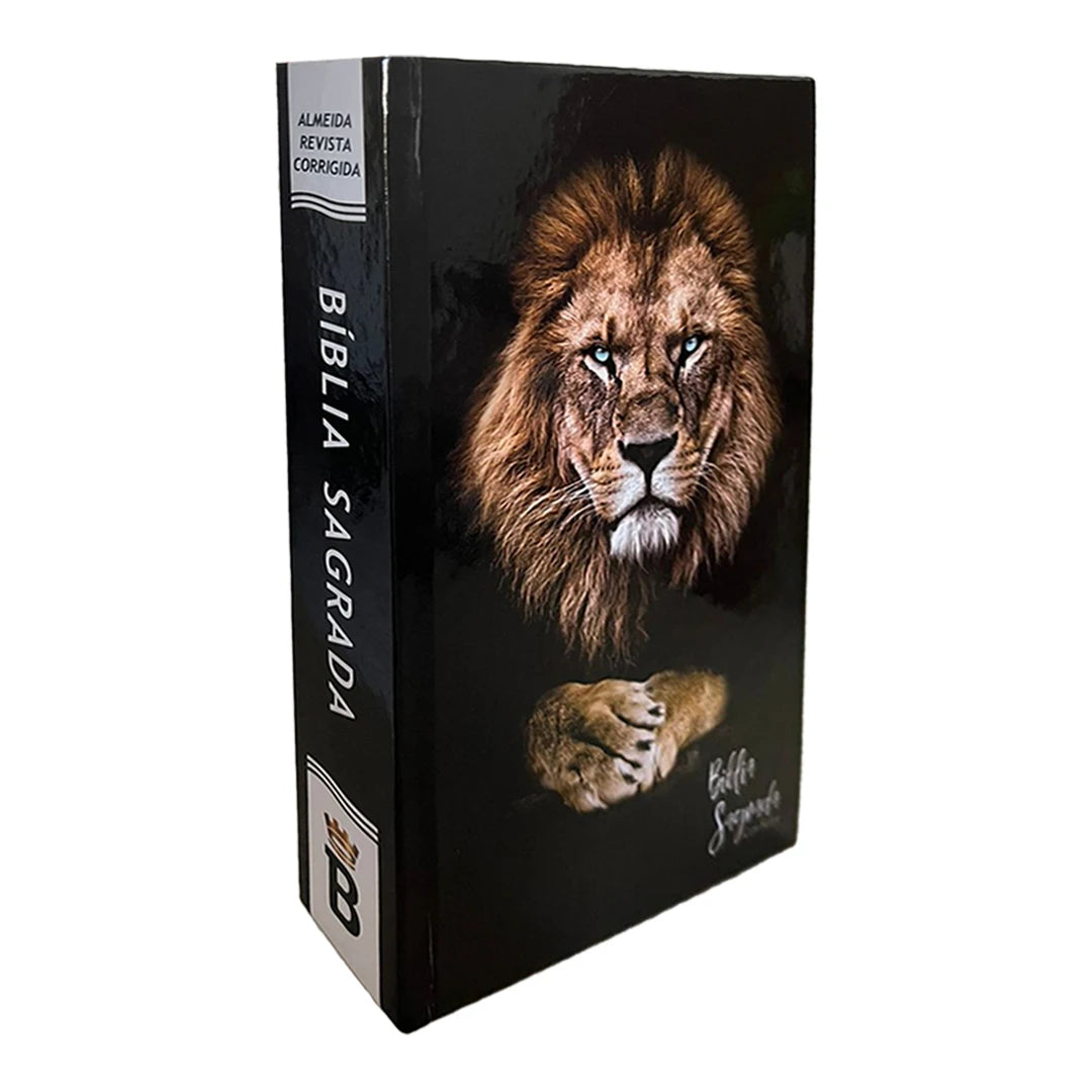 🦁 Bíblia Sagrada Leão Gold | Capa Dura com Harpa e Palavra de Jesus em Vermelho | ARC
