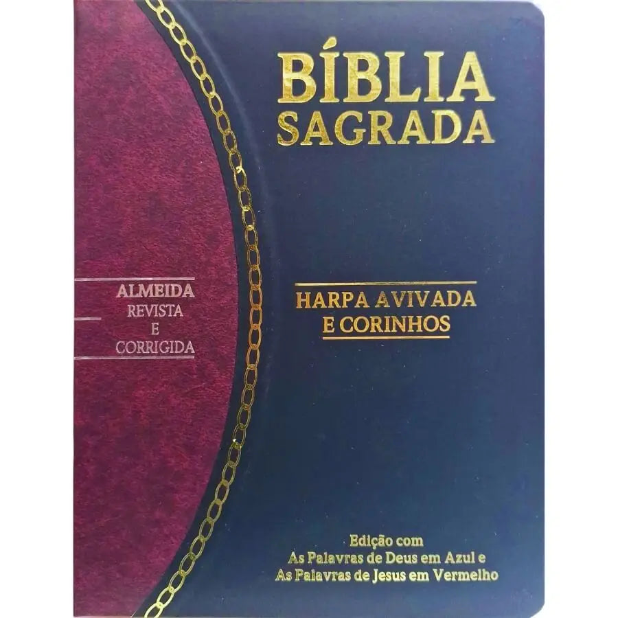 Bíblia Sagrada Slim Large Letra Grande ARC Com Harpa Avivada e Corinhos Bicolor Capa PU Vinho e Preto PDA PJV